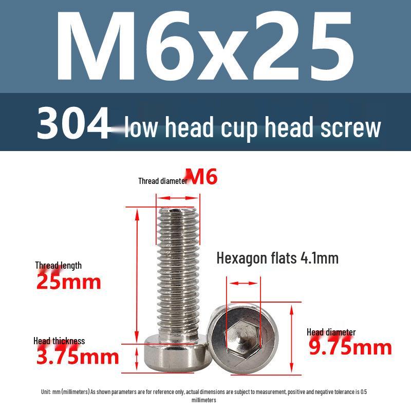 304 Edelstahl Flachkopf Innensechskant Maschinenschrauben M3-M10