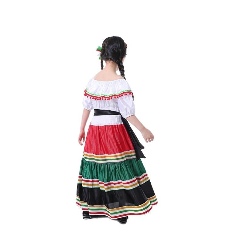 Children's Mexican Long Skirt Stage Performance Costume Children's Day Mexican Little Girl National Performance Costume