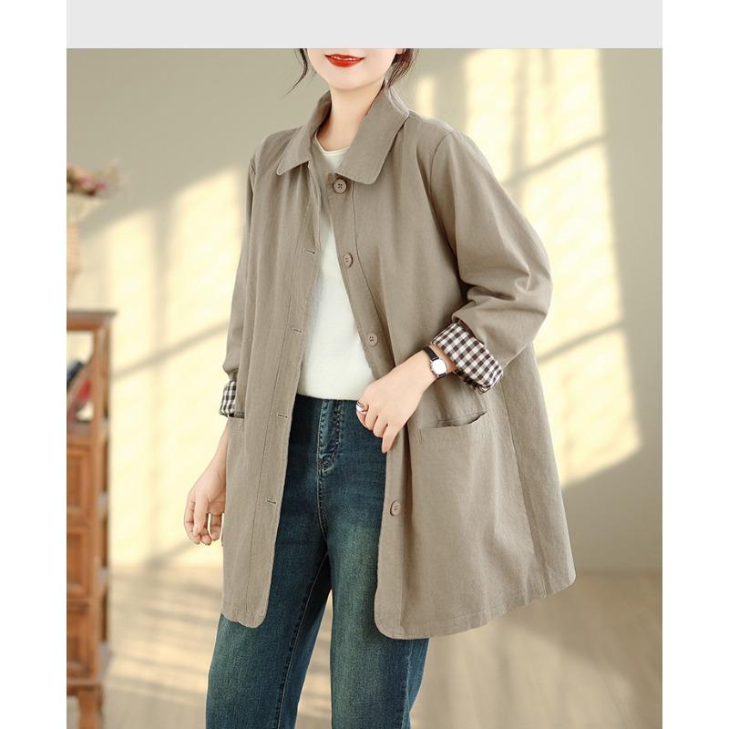DIMANAF 2025 New Autumn Winter Women Plus Size Coats Jackets Cotton Loose Casual Lady Outerwear Trench
