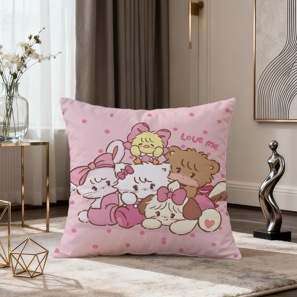 Cartoon Fun Art Pink Kawaii MMikko Cute Soft Comfort Pillowcase for Sofa Nap Living Room Party Home Pet Decor Pillowcover