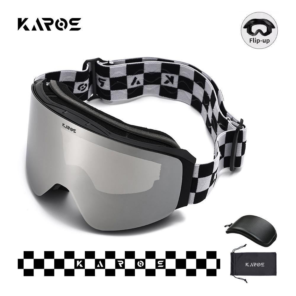 KAROS Flip-up ski goggles, unisex, winter anti-fog eyewear, snow goggles, suitable for snowboarding, mountaineering, and hiking