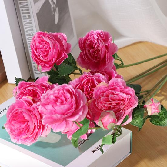 Simulated Flower Silk Peony Realistic Fake Decorative Silk Branches DIY Artificial Flower Stems Arrangements