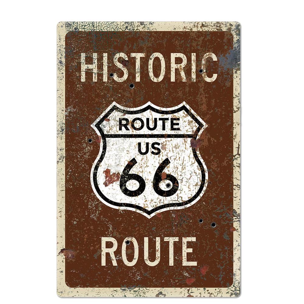 Vintage USA Route 66 Sign Metal Tin Plate Bar Pub Club Man Cave Wall Decoration Plaque Retro Poster Home Decor 30X20CM