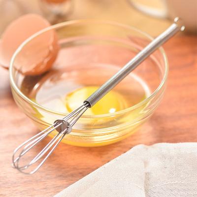 Mini Whisk Egg Beater Stainless Steel Wire Whisk for Whisking Mixing Beating Spring Handle