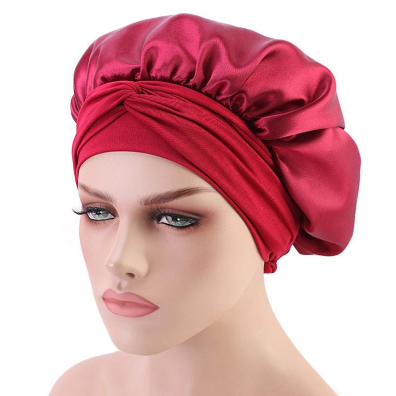 Sleep Cap Satin Bonnet Night for Head Cover Wide Elastic Band Sleeping Soft Adjustable Ribbon Strap Hair Turbans for Wom