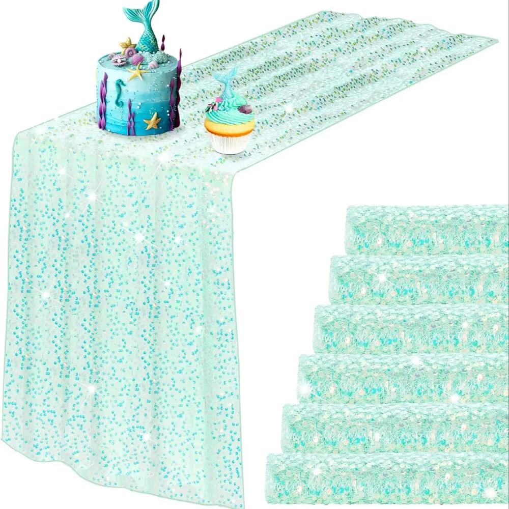 New Iridescent Sequin Table Runner Glitter Sequin Mermaid Table Cover Heat Insulation Table Cloth Wedding Birthday Party