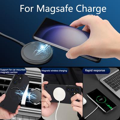 Capa Magnética Sem Moldura para Carregamento Sem Fio Magsafe para Samsung S25 Edge S26 S24 Ultra S23 FE S22 S21 Plus A56 Capa à Prova de Choque