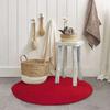 Tapis en coton réversible effet cordage rouge diam.70