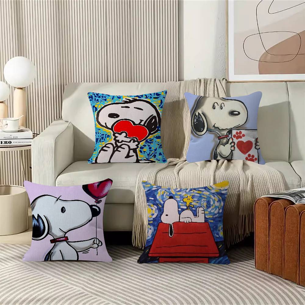Art Cartoon SSnoopys Pillow Cover Sofa Cushion Cover Home Room Decoration Children Gift