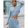 Long Sleeve Top and Sweatpants Set Solid Color Long-Sleeved Top Loose Sweatpants Suit