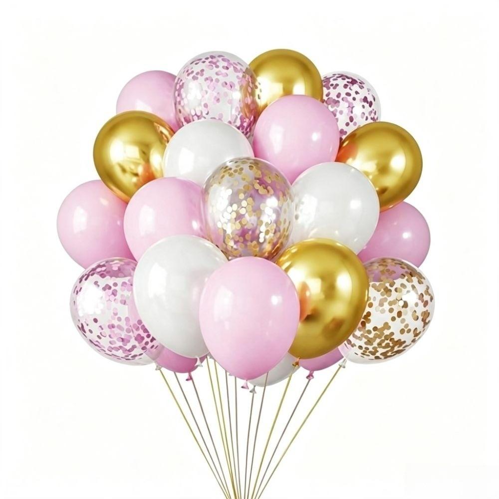30Pcs 12 Inch Confetti Balloons Metallic Finish Balloons Set Latex Balloons Wedding Decoration