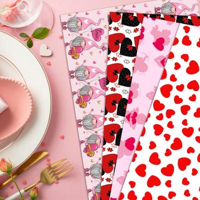 4Pcs Valentine's Day Wrapping Paper Set Love Heart Print Wrapping Paper for Birthday Wedding Anniversary Gift Packaging