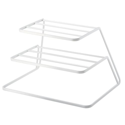 Yamazaki Dish Rack, Dish Storage Tower, 3 Tiers, White, 7509
