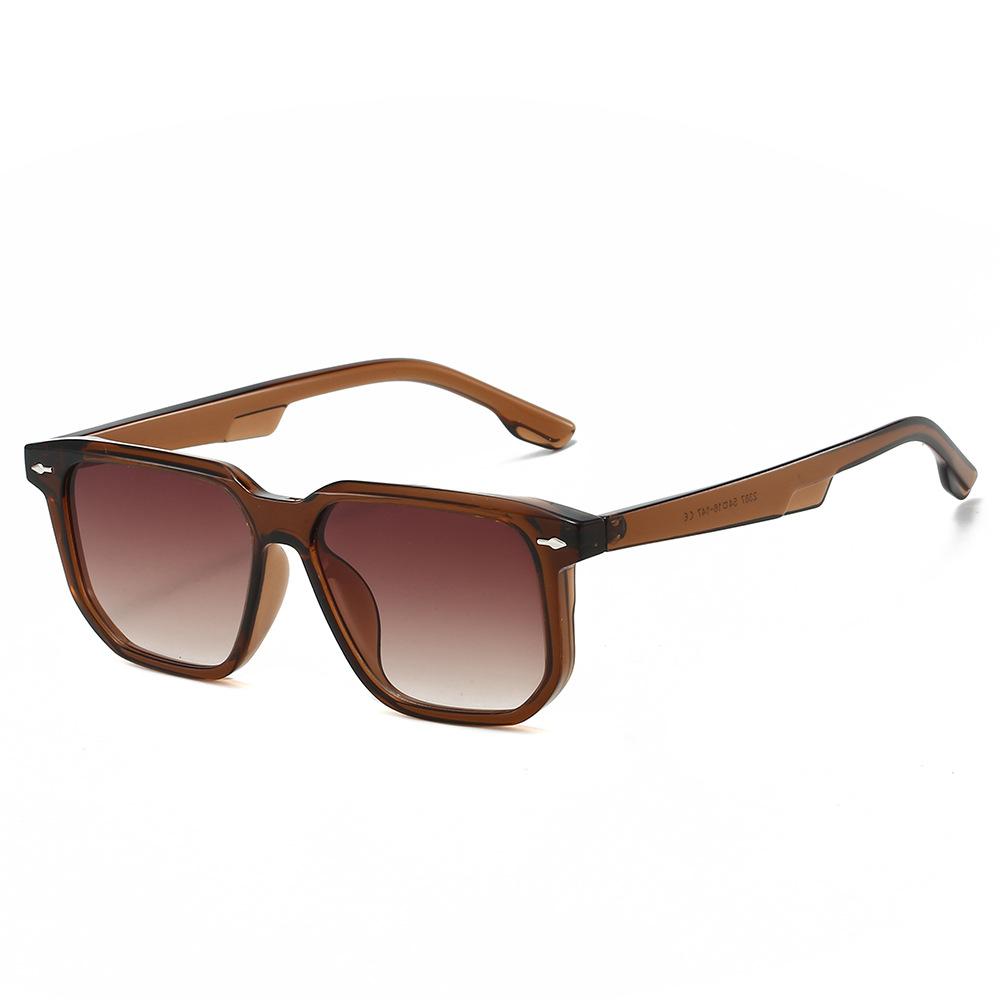Large Square Single Beam Frame High-End Sunglasses For Men Women Beige Brown Travel Luxury Fashion Sunglasses
