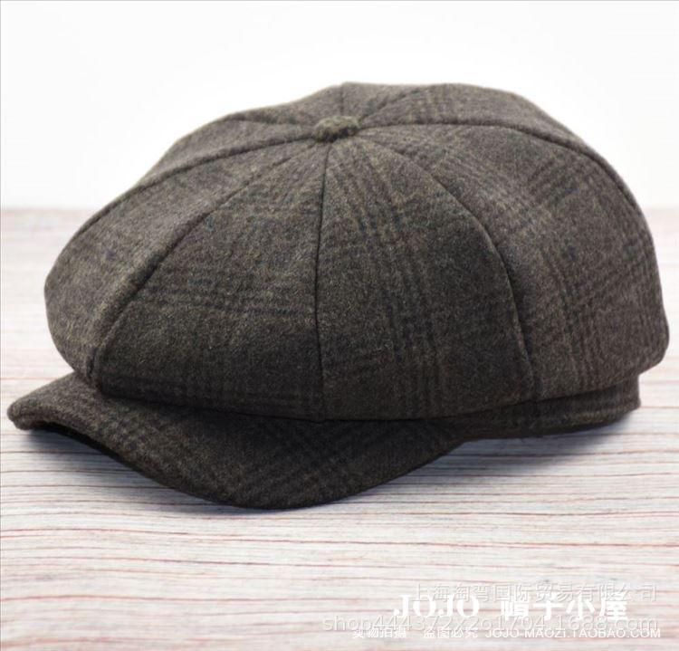 Men's Hat European and American Checkered Octagonal Hat Forward Hat Autumn and Winter Cap Painter Hat Newsboy