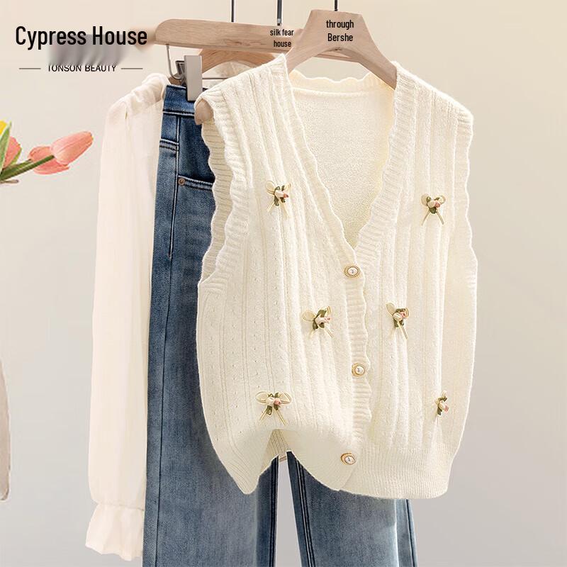 

Women s Loose V-Neck Knitted Vest One Size