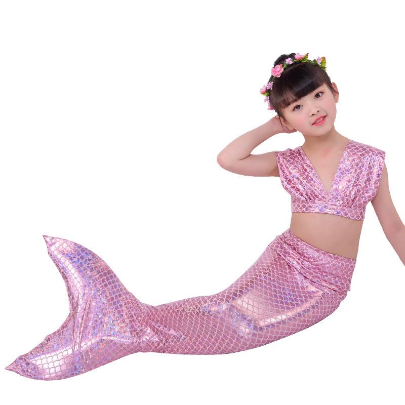Mermaid Swimsuit Girls Middle School Elder Princess Split Skirt Elementary School Mermaid Baby Three-Piece Set