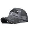 Stierkopf Baseballkappe gewaschene Baseballkappe für Männer und Frauen gebrochener Rand Retro Schirmmütze Patchwork Buchstabenhut