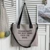 Bolso Tote de Lona Oxford para Mujer con Estampado de Letras Suave para Hombro Uso Diario