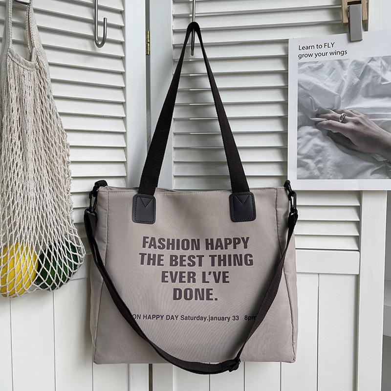 Bolso Tote de Lona Oxford para Mujer con Estampado de Letras Suave para Hombro Uso Diario