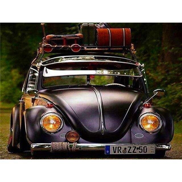 5D-Diamant-Stickerei zum Selbermachen, Bus, Diamant-Gemälde, Kreuzstich, Kunsthandwerk, Diamant-Mosaik-Set, komplett, quadratisch, rund, Strass, Heimdekoration