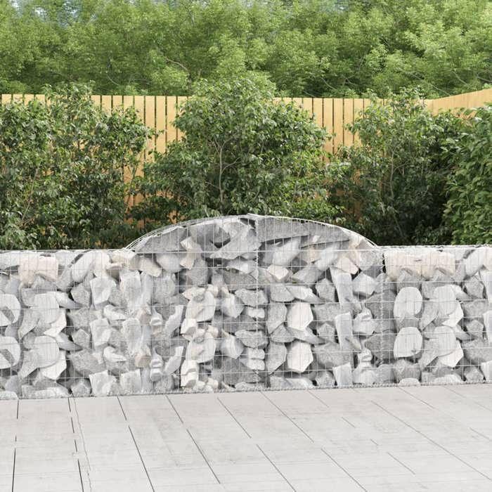 VidaXL Curved Gabion Baskets 4 Pcs 300x30x80/100 Cm Galvanized Iron, Gabion, Gabion Cage, Gabion Wall Basket, Wall 3146505
