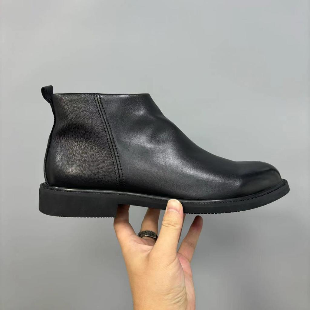 Winter cowhide velvet men's shoes 2025 new Martin boots cotton shoes high-top Chelsea men's velvet thermal leather shoes