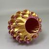 3D Printed Red Gold Flower Vase Sculptural Wave Geometric Textured Decorative Ripple Vase Modern Boho Home Decor for Coffee Table Shelf Entryway