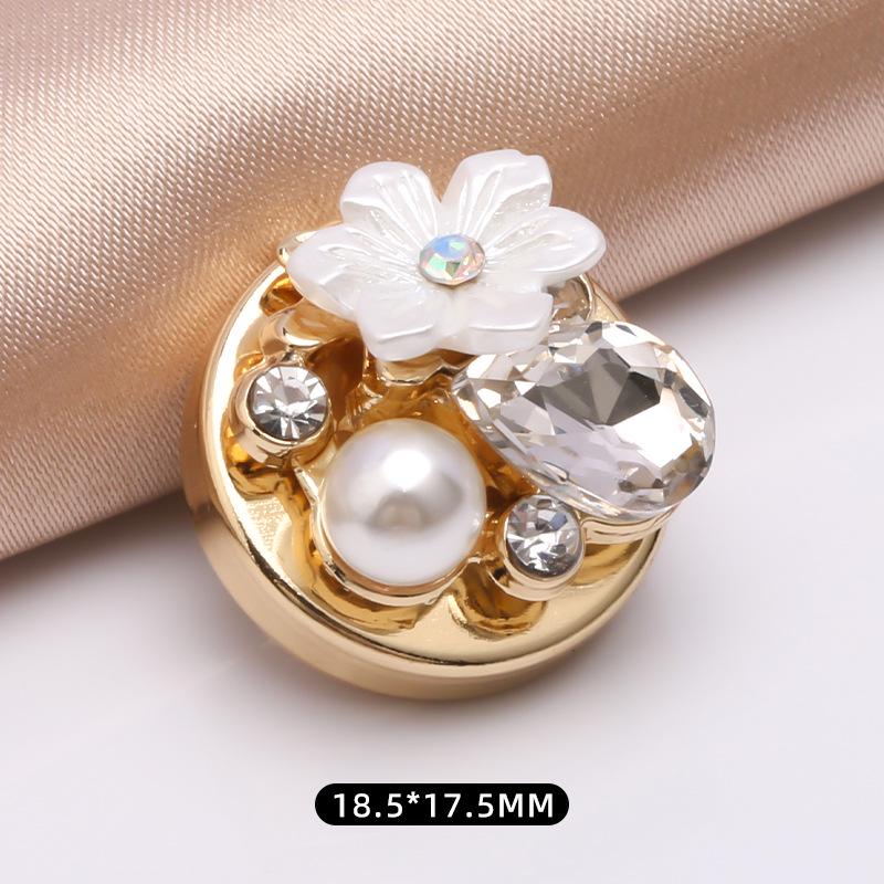 Versatile Decorative Rhinestone Pearl Alloy Button Set for Shirt, Cuff, & Collar