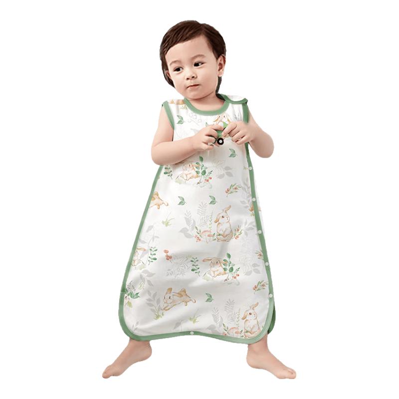 AIBEDILA Summer Bamboo Cotton Baby Sleeveless Split-Leg Sleeping Bag XL (Height 90-120cm)