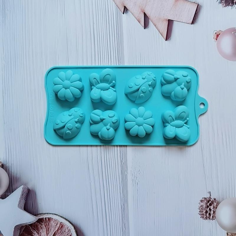 8-dielna kreatívna silikónová forma na čokoládu, motýle, hmyz, DIY torty, potravinársky silikón, odolná voči vysokým teplotám A5