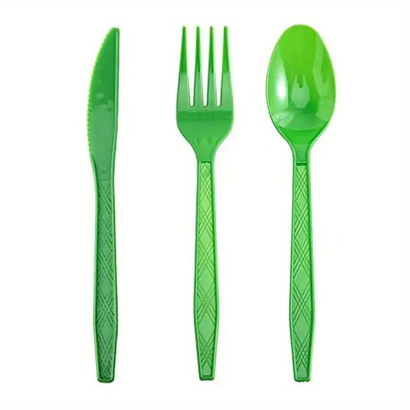 75 Sets of Reusable Multicolor Plastic Cutlery Knives, Forks and Spoons, Which Are Very Suitable for Dining Parties.