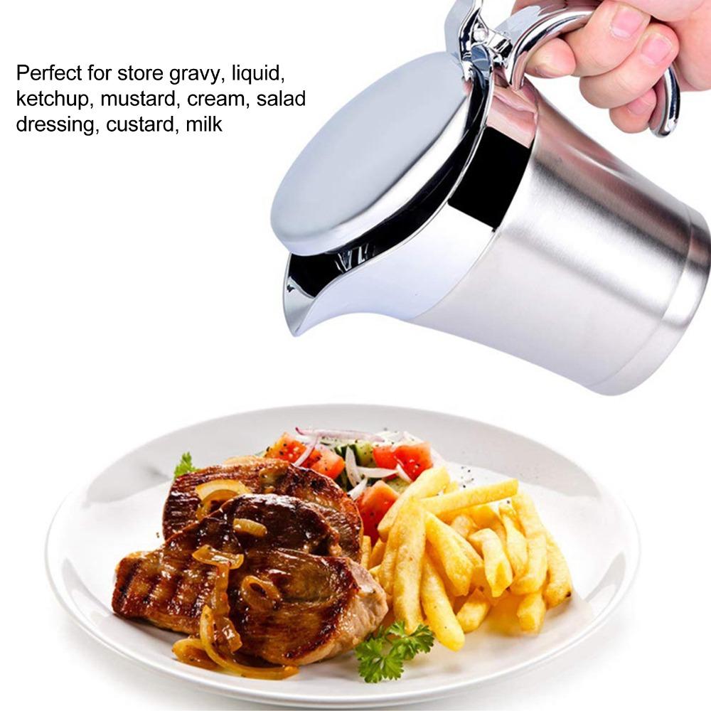 304 Stainless Steel Gravy Boat 750ml Sauce Storage Container Durable Steak Sauce Pot Home Use