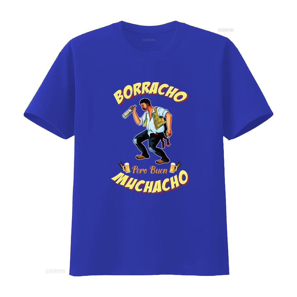 Borracho Pero Buen Muchacho Funny Mexican Loteria T Shirt Good Boy Design for Unique Style Vintage Washed Slightly Breathable