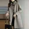 Women's Slim Woolen Mid-Length Coat - 2026 Autumn/Winter Korean Style, Petite & Plus Size, Thickened for Temperate Weather