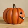 Halloween Pumpkin Statue Spooky Skull Pumpkin Sculpture Resin Tabletop Ornament for Dining Table Living Room Office Shelf Decor