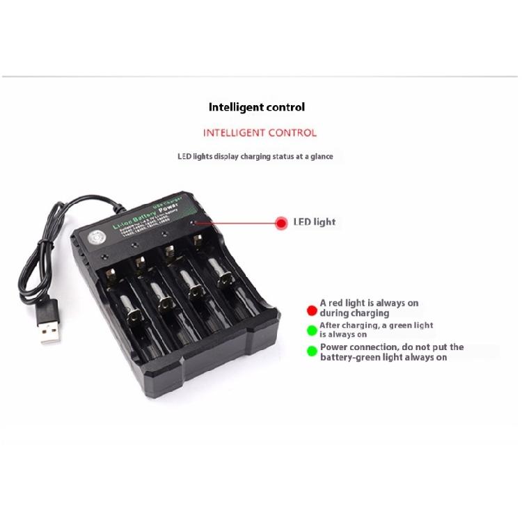 18650 Lithium Battery Charging Adapter 4 Slot USB Intelligent Battery Holder For 10440 14500 16340 16650 14650 18350 Battery
