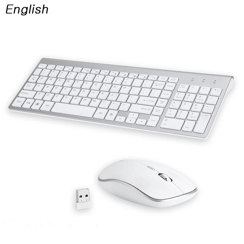 

SeenDa USB-клавиатура Испания, набор беспроводной мыши, 102 клавиши, 2,4 ГГц, ультратонкая беспроводная клавиатура, набор мыши, полный размер для компьютера, ПК