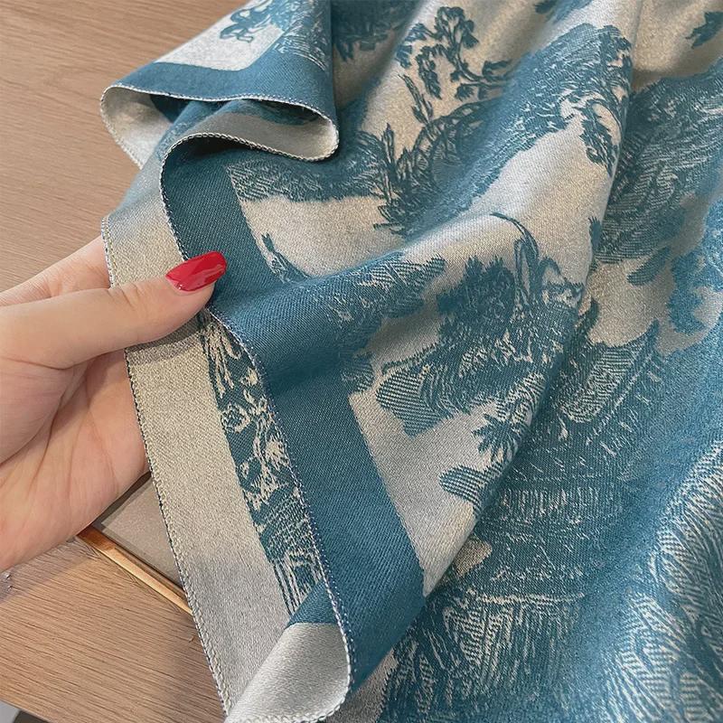 Elegant Dual-Sided Imitation Cashmere Scarf - European & Korean Style for Autumn/Winter