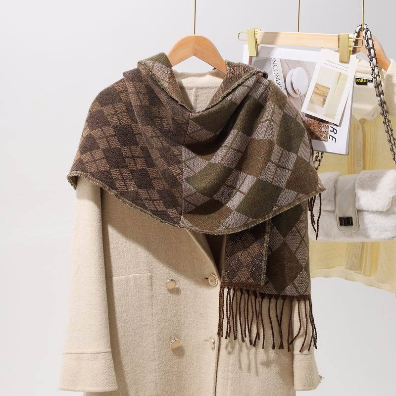Kaszmir Zima Kobiety Kratka Ciepłe Miękkie Damskie Szaliki damskie Hiver Luxe Frędzle Damskie Bufandas szalik chusta owijka moda