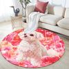Pink Maltese Pattern Round rug,Carpet Rug for Living Room Bedroom  Playroom ,Non-slip Floor Mat,Holiday Gifts and Birthday Gifts.