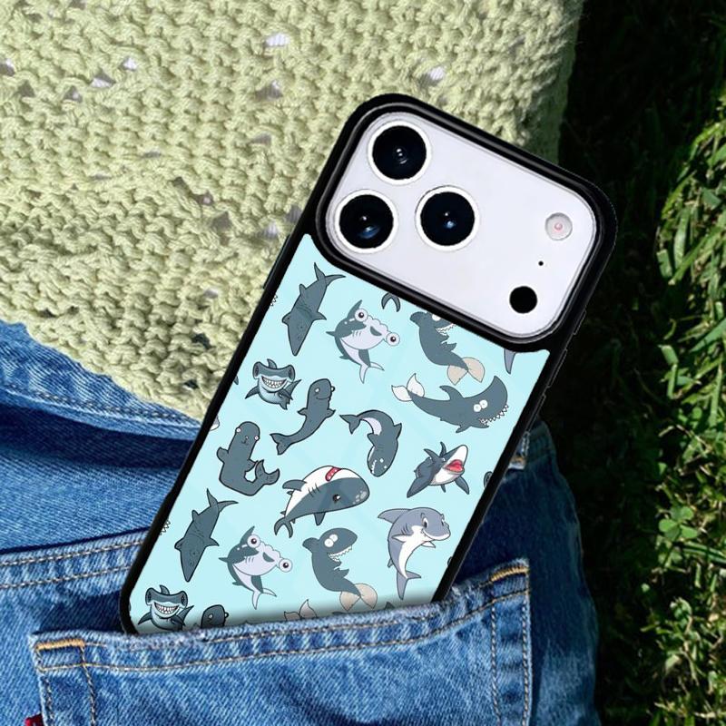Love Shark soft Phone Case For iPhone 17 AIR 16 Pro Max 15 14 Pro 11 12 13 Shockproof Silicone Cover