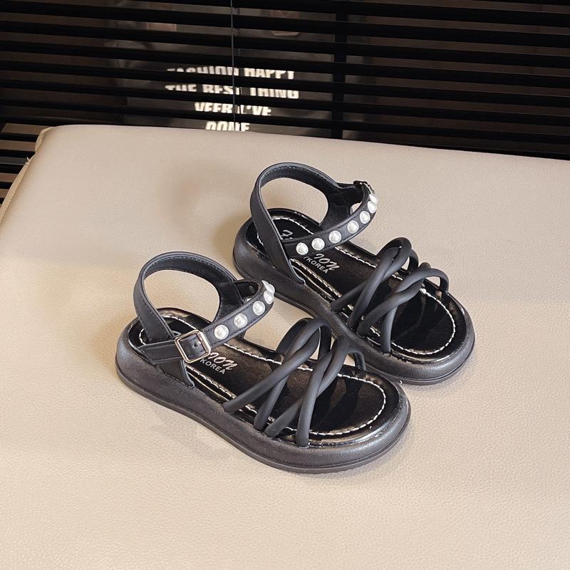 

Children s Sandals Summer New Girl Shoes Fashion Princess Shoe Soft Soled Anti Slip Kids Shoe Girl Lightweight Versatile Sandals 26insole16.2cm чёрный