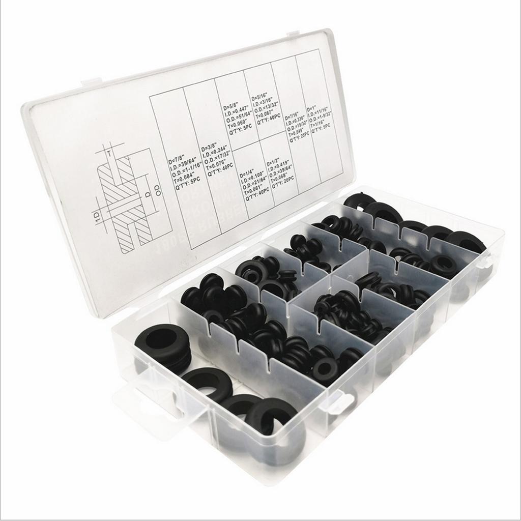 180pcs Rubber Grommets, Assorted Sizes In One Box, Made of Flexible Rubber with Electrical , for Wires Plugs and Cables
