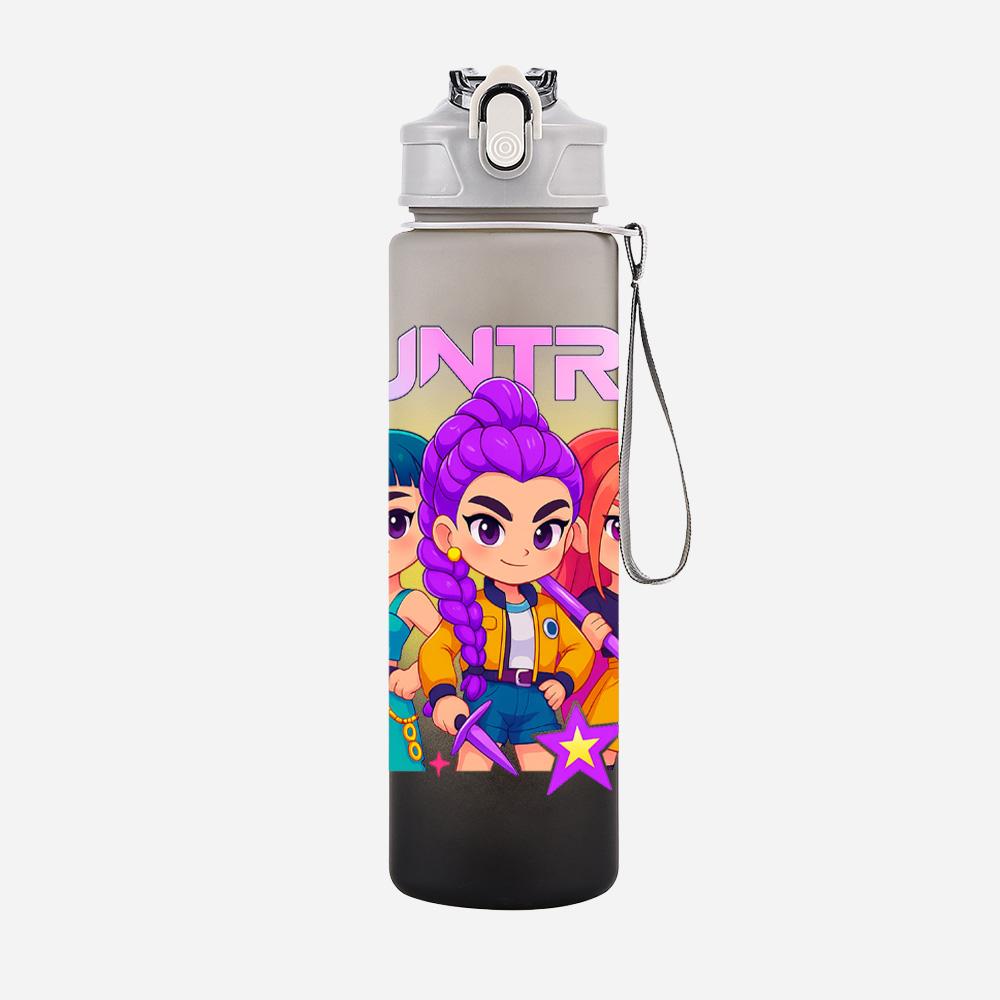 750Ml Water Bottler K-Pop Demon Hunters Printed Character Water Cup Large Capacity Outdoor Portable Rope Drinking Bottle for Boy Girl Gift