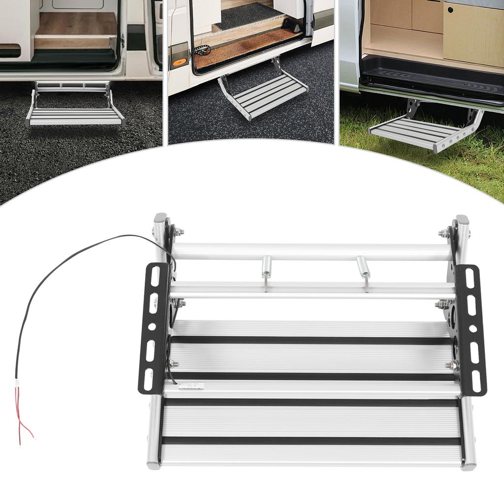 Anti Slip Folding RV Step with Auto Sensor LED Light Bar Aluminum Alloy Lightweight Step for Motorhome Night Entry