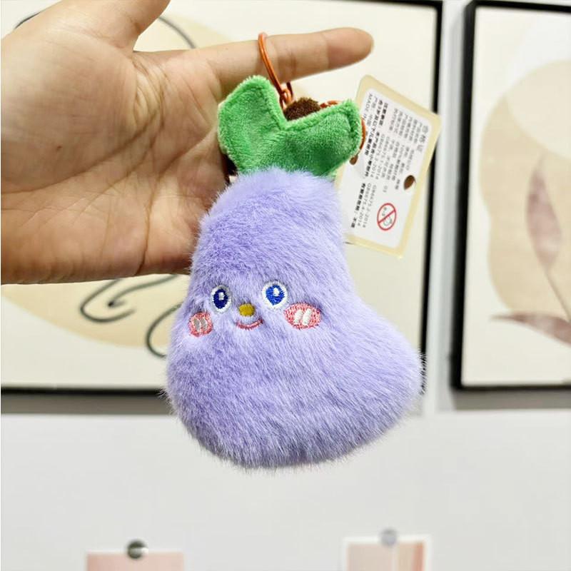 Collectible Plush Fruit Keychains Featuring Charming Characters Like Strawberry Cherry And Eggplant