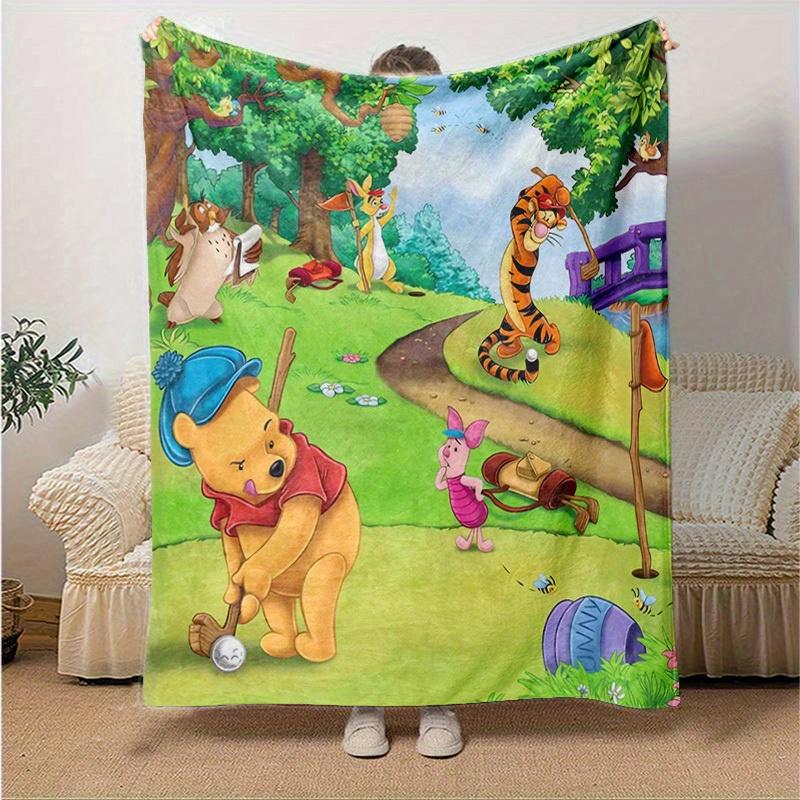 1pc. Cute Cartoon Winnie The Pooh Themed Blanket, Soft Flannel Throw Blanket for Room Decor, Living Room, Travel, Camping, Car Blankets, Bea