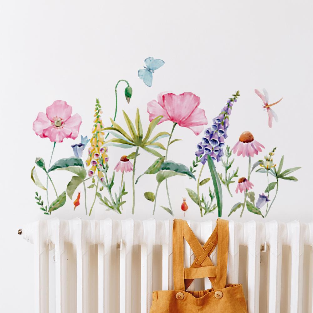 Watercolor Floral Wall Sticker Self-Adhesive Waterproof Removable Home Decor Art