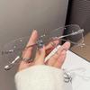 New Fashion Photochromic Glasses Vintage Frameless Square Frame Anti-Blue Light Eyeglasses Women Men Optical Eyewear Uv400